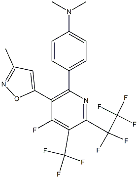 2-(Pentafluoroethyl)-3-(trifluoromethyl)-4-fluoro-5-(3-methylisoxazol-5-yl)-6-[4-(dimethylamino)phenyl]pyridine 结构式