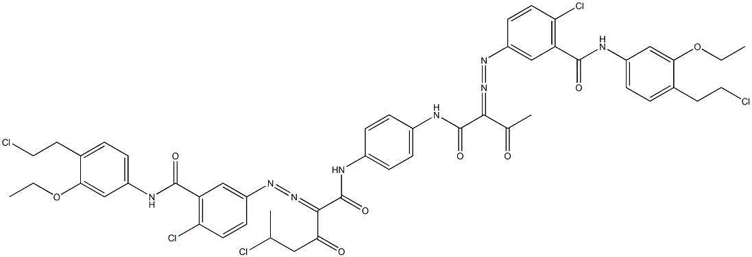 3,3'-[2-(1-Chloroethyl)-1,4-phenylenebis[iminocarbonyl(acetylmethylene)azo]]bis[N-[4-(2-chloroethyl)-3-ethoxyphenyl]-6-chlorobenzamide] Structure