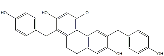 1,6-Bis(4-hydroxybenzyl)-4-methoxy-9,10-dihydrophenanthrene-2,7-diol 结构式
