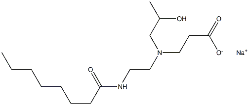 3-[N-(2-ヒドロキシプロピル)-N-[2-(オクタノイルアミノ)エチル]アミノ]プロピオン酸ナトリウム 化学構造式