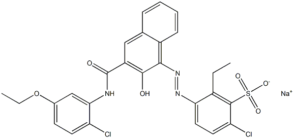 2-Chloro-6-ethyl-5-[[3-[[(2-chloro-5-ethoxyphenyl)amino]carbonyl]-2-hydroxy-1-naphtyl]azo]benzenesulfonic acid sodium salt Structure