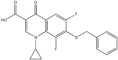 7-Benzylthio-1-cyclopropyl-6,8-difluoro-1,4-dihydro-4-oxoquinoline-3-carboxylic acid,,结构式