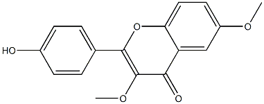 2-(4-ヒドロキシフェニル)-3,6-ジメトキシ-4H-1-ベンゾピラン-4-オン 化学構造式