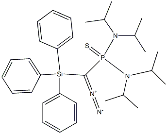 Diazo[bis(diisopropylamino)phosphinothioyl](triphenylsilyl)methane Structure