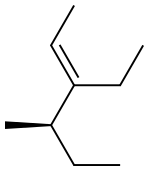 [R,(-)]-3-エチル-4-メチル-2-ヘキセン 化学構造式