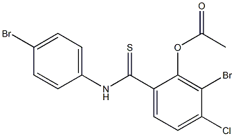 2-Acetoxy-3-bromo-N-(p-bromophenyl)-4-chlorobenzenecarbothioamide Struktur
