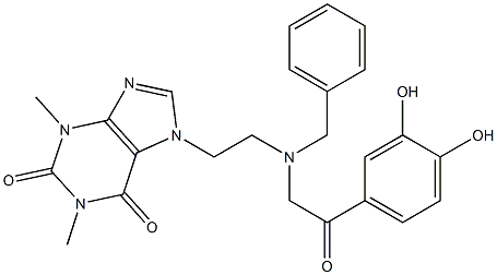 7-[2-[[2-(3,4-ジヒドロキシフェニル)-2-オキソエチル](フェニルメチル)アミノ]エチル]-3,7-ジヒドロ-1,3-ジメチル-1H-プリン-2,6-ジオン 化学構造式