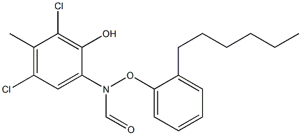 2-(2-ヘキシルフェノキシホルミルアミノ)-4,6-ジクロロ-5-メチルフェノール 化学構造式