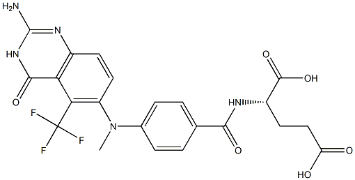 N-[4-[[(2-アミノ-4-オキソ-5-トリフルオロメチル-3,4-ジヒドロキナゾリン)-6-イル]メチルアミノ]ベンゾイル]-L-グルタミン酸 化学構造式