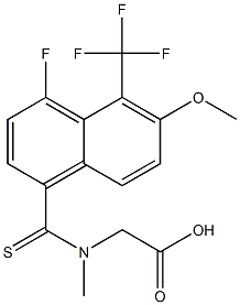 [N-[(4-Fluoro-5-trifluoromethyl-6-methoxy-1-naphthalenyl)thiocarbonyl]-N-methylamino]acetic acid Struktur