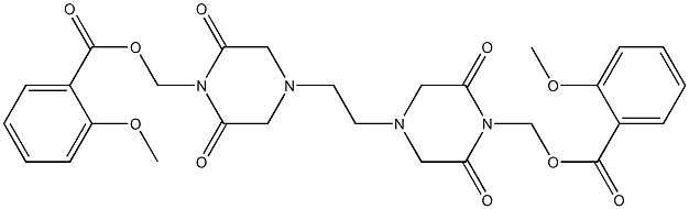 4,4'-エチレンビス(2,6-ジオキソピペラジン-1-メタノール)ビス(2-メトキシベンゾアート) 化学構造式