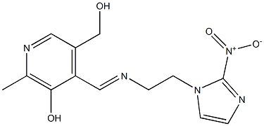 5-Hydroxy-6-methyl-4-[[[2-(2-nitro-1-imidazolyl)ethyl]imino]methyl]-3-pyridinemethanol 结构式