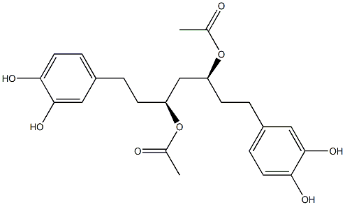 (3S,5S)-1,7-ビス(3,4-ジヒドロキシフェニル)ヘプタン-3,5-ジオール3,5-ジアセタート 化学構造式