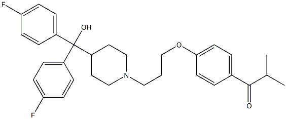 1-[4-[3-[4-[Bis(4-fluorophenyl)hydroxymethyl]-1-piperidinyl]propoxy]phenyl]-2-methyl-1-propanone Struktur