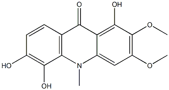 2,3-Dimethoxy-10-methyl-1,5,6-trihydroxyacridin-9(10H)-one Struktur