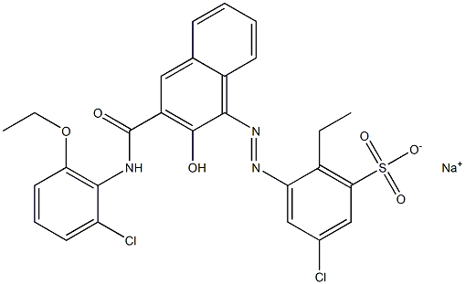 3-Chloro-6-ethyl-5-[[3-[[(2-chloro-6-ethoxyphenyl)amino]carbonyl]-2-hydroxy-1-naphtyl]azo]benzenesulfonic acid sodium salt Structure