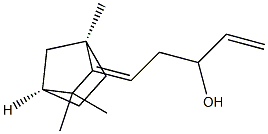 (1R,2E,4S)-1,3,3-トリメチル-2-(3-ヒドロキシ-4-ペンテン-1-イリデン)ビシクロ[2.2.1]ヘプタン 化学構造式