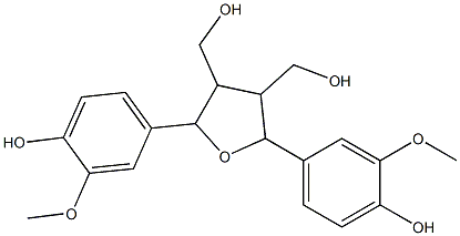 2,5-ビス(4-ヒドロキシ-3-メトキシフェニル)テトラヒドロフラン-3,4-ビスメタノール 化学構造式