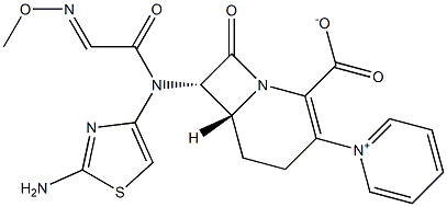 (6R,7S)-7-[(2-Aminothiazol-4-yl)(methoxyimino)acetylamino]-8-oxo-3-[(pyridin-1-ium)-1-yl]-1-azabicyclo[4.2.0]oct-2-ene-2-carboxylate 结构式