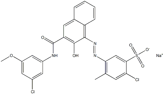 2-Chloro-4-methyl-5-[[3-[[(3-chloro-5-methoxyphenyl)amino]carbonyl]-2-hydroxy-1-naphtyl]azo]benzenesulfonic acid sodium salt Structure