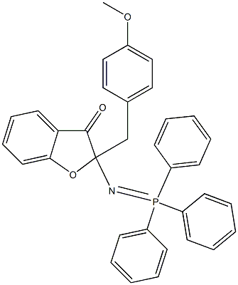 2-(p-メトキシベンジル)-2-(トリフェニルホスホラニリデン)アミノベンゾフラン-3(2H)-オン 化学構造式