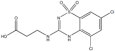 3-[(2-Carboxyethyl)amino]-5,7-dichloro-4H-1,2,4-benzothiadiazine 1,1-dioxide Struktur