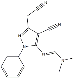N2-[4-Cyano-3-cyanomethyl-1-phenyl-1H-pyrazol-5-yl]-N1,N1-dimethylformamidine Struktur