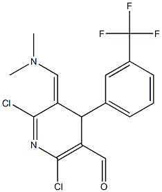 2,6-Dichloro-3,4-dihydro-3-[(dimethylamino)methylene]-4-[m-(trifluoromethyl)phenyl]pyridine-5-carbaldehyde Struktur