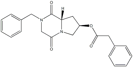 (6S,8R)-4-ベンジル-8-(フェニルアセチルオキシ)-1,4-ジアザビシクロ[4.3.0]ノナン-2,5-ジオン 化学構造式