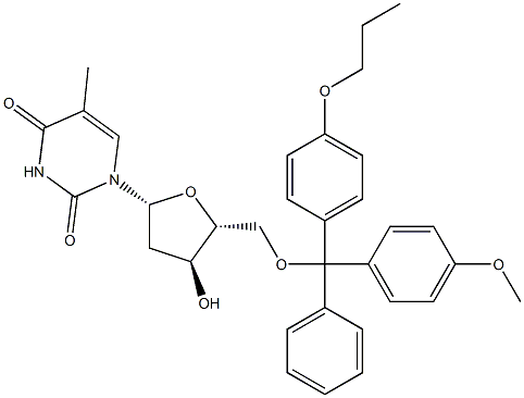 5'-O-[(4-Propoxyphenyl)(4-methoxyphenyl)(phenyl)methyl]thymidine 结构式