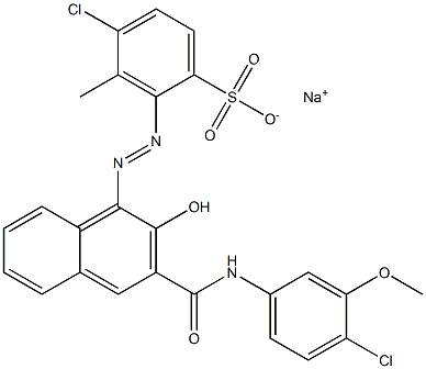 4-Chloro-3-methyl-2-[[3-[[(4-chloro-3-methoxyphenyl)amino]carbonyl]-2-hydroxy-1-naphtyl]azo]benzenesulfonic acid sodium salt 结构式