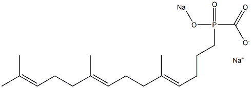 [[(4E,8E)-5,9,13-トリメチルテトラデカ-4,8,12-トリエニル]ソジオオキシホスフィニル]ぎ酸ナトリウム 化学構造式