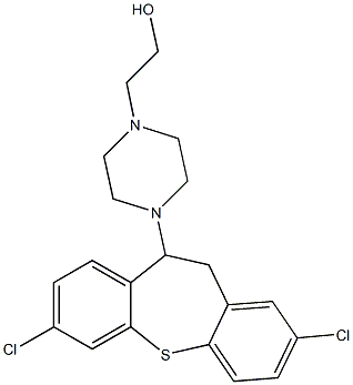 2,7-Dichloro-10-[4-(2-hydroxyethyl)piperazino]-10,11-dihydrodibenzo[b,f]thiepin,,结构式