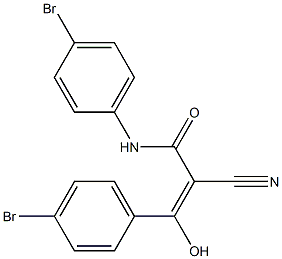 3,N-ビス(4-ブロモフェニル)-2-シアノ-3-ヒドロキシアクリルアミド 化学構造式