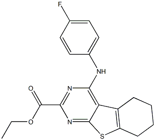 5,6,7,8-Tetrahydro-4-(4-fluorophenylamino)[1]benzothieno[2,3-d]pyrimidine-2-carboxylic acid ethyl ester Structure