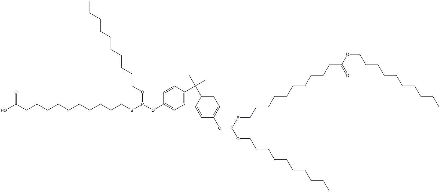 11,11'-[[イソプロピリデンビス(4,1-フェニレンオキシ)]ビス[(デシルオキシ)ホスフィンジイルチオ]]ビス(ウンデカン酸デシル) 化学構造式