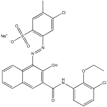 4-Chloro-3-methyl-6-[[3-[[(3-chloro-2-ethoxyphenyl)amino]carbonyl]-2-hydroxy-1-naphtyl]azo]benzenesulfonic acid sodium salt Structure