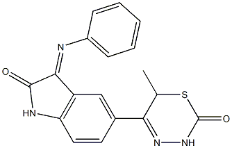 5-[(6-Methyl-2-oxo-3,6-dihydro-2H-1,3,4-thiadiazin)-5-yl]-1,3-dihydro-3-(phenylimino)-2H-indol-2-one Struktur