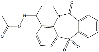 3-(Acetoxyimino)-2,3-dihydro-12-oxo-1H,12H-quino[8,1-bc][1,4]benzothiazepine 7,7-dioxide Struktur