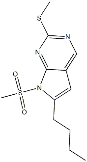 6-Butyl-7-(methylsulfonyl)-2-(methylthio)-7H-pyrrolo[2,3-d]pyrimidine,,结构式