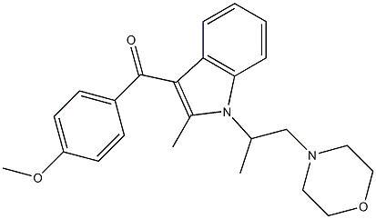 3-(4-メトキシベンゾイル)-2-メチル-1-[1-メチル-2-モルホリノエチル]-1H-インドール 化学構造式