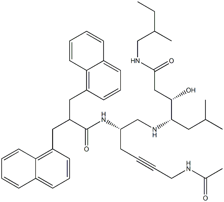 (3S,4S)-4-[[(2S)-2-[2,2-Bis(1-naphthalenylmethyl)-1-oxoethylamino]-6-acetylamino-4-hexynyl]amino]-3-hydroxy-6-methyl-N-(2-methylbutyl)heptanamide 结构式