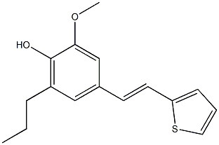 4-[(E)-2-(2-チエニル)エテニル]-2-メトキシ-6-プロピルフェノール 化学構造式