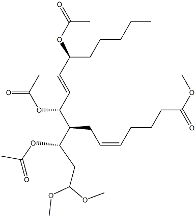 (5Z,8S,9R,10E,12S)-9,12-Diacetoxy-8-[(1S)-1-acetoxy-3,3-dimethoxypropyl]-5,10-heptadecadienoic acid methyl ester 结构式