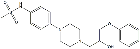 1-[4-[4-(メチルスルホニルアミノ)フェニル]-1-ピペラジニル]-3-フェノキシ-2-プロパノール 化学構造式