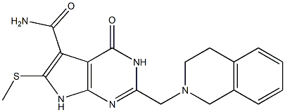 2-[[(1,2,3,4-Tetrahydroisoquinolin)-2-yl]methyl]-6-(methylthio)-4-oxo-3,4-dihydro-7H-pyrrolo[2,3-d]pyrimidine-5-carboxamide 结构式