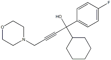 4-モルホリノ-1-シクロヘキシル-1-(4-フルオロフェニル)-2-ブチン-1-オール 化学構造式