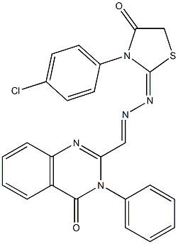3-(Phenyl)-2-[2-[(2,3,4,5-tetrahydro-3-(p-chlorophenyl)-4-oxothiazole)-2-ylidene]hydrazonomethyl]quinazoline-4(3H)-one Structure