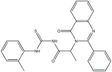 1-[2-(4-オキソ-2-フェニル-3,4-ジヒドロキナゾリン-3-イル)プロピオニル]-3-(o-トリル)チオ尿素 化学構造式