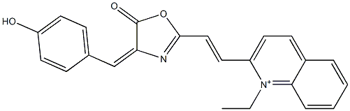 1-Ethyl-2-[2-[[4-(4-hydroxybenzylidene)-4,5-dihydro-5-oxooxazol]-2-yl]ethenyl]quinolinium Structure